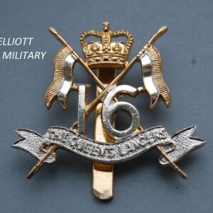 badge with crossed lances, crown and the numerals 16 above a scroll