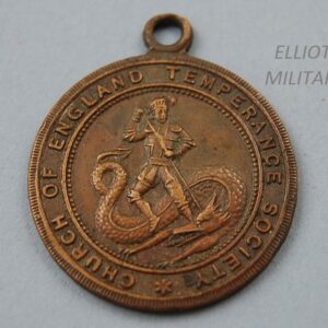 bronze medal with George and the dragon and text reading Church of England Temperance Society