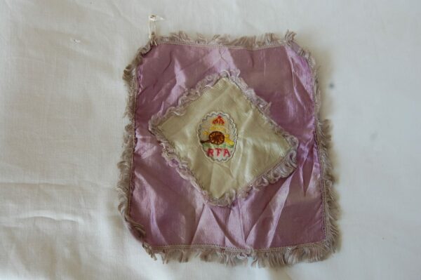 purple silk with Royal Field Artillery gun and crown embroidery